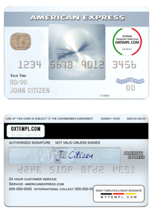 editable template, USA New York CFSB bank AMEX everyday® credit card template in PSD format, fully editable