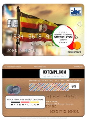 editable template, Uganda ABC Bank mastercard, fully editable template in PSD format