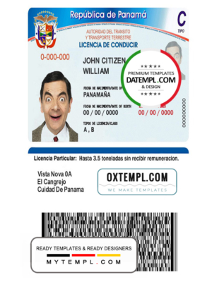 editable template, Panama driving license template in PSD format, fully editable