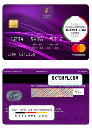 editable template, Nigeria Polaris bank mastercard, fully editable template in PSD format