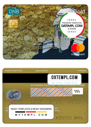 editable template, Norway DNB bank mastercard gold, fully editable template in PSD format