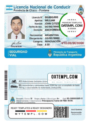 editable template, Argentina driving license template in PSD format, fully editable
