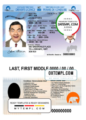 editable template, Canada Northwest Territories driver's license template in PSD format, fully editable