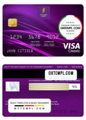 editable template, Nigeria Polaris bank visa classic card, fully editable template in PSD format