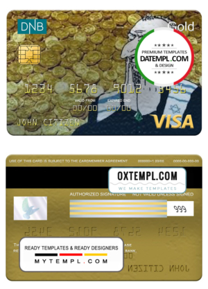 editable template, Norway DNB bank visa gold card, fully editable template in PSD format