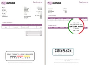 editable template, Ireland WooCommerce tax invoice template in .doc and .pdf format, fully editable