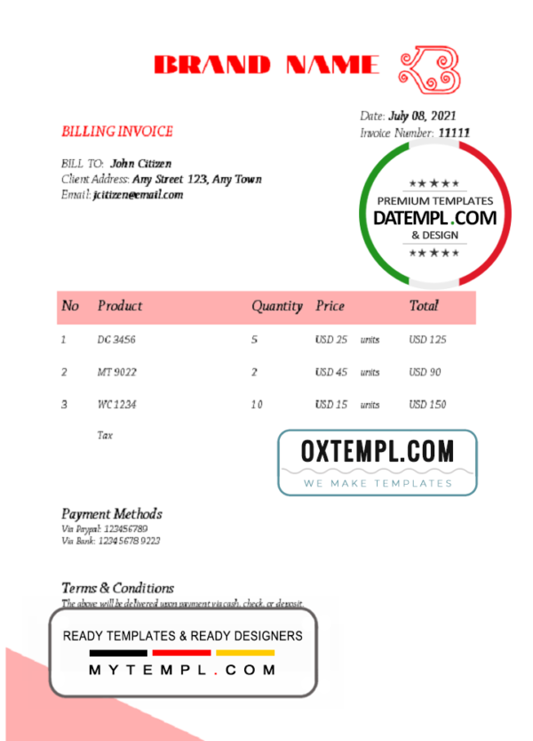 editable template, # gain proof universal multipurpose invoice template in Word and PDF format, fully editable