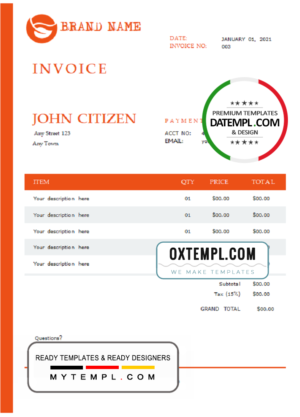 editable template, # central purpose universal multipurpose invoice template in Word and PDF format, fully editable