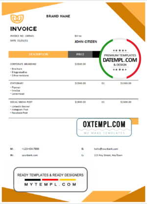 editable template, # own source universal multipurpose invoice template in Word and PDF format, fully editable