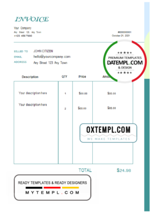 editable template, # green energic universal multipurpose invoice template in Word and PDF format, fully editable
