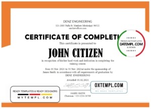 editable template, USA Denz Engineering Internship Certificate template in Word and PDF format