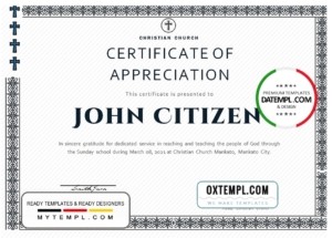 editable template, USA Pastor Appreciation certificate template in Word and PDF format