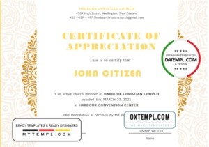 editable template, USA Church Certificate of Appreciation template in Word and PDF format