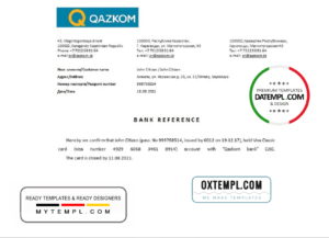 editable template, Kazakhstan Qazkom bank account closure reference letter template in Word and PDF format