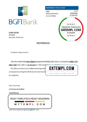 editable template, Cameroon BGFI Bank account closure reference letter template in Word and PDF format