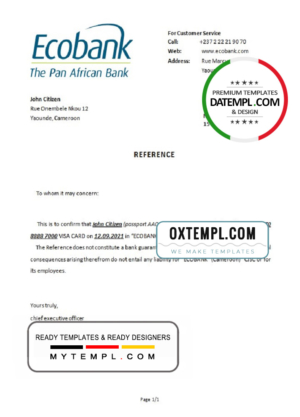 editable template, Cameroon Ecobank account closure reference letter template in Word and PDF format