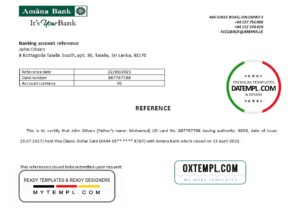 editable template, Sri Lanka Amana Bank bank account closure reference letter template in Word and PDF format