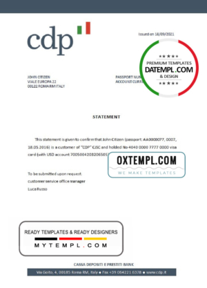 editable template, Italy CDP bank account closure reference letter template in Word and PDF format