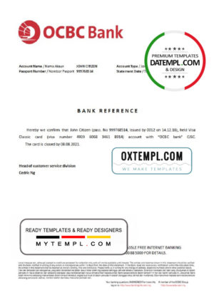 editable template, Singapore OCBC Bank bank account closure reference letter template in Word and PDF format