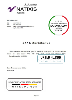 editable template, Algeria Natixis Algerie bank account closure reference letter template in Word and PDF format