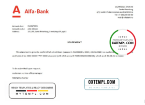 editable template, Russia Alfa Bank bank account closure reference letter template in Word and PDF format