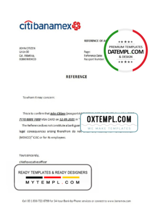 editable template, Mexico Citibanamex bank account closure reference letter template in Word and PDF format