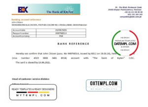 editable template, Pakistan Khyber bank account closure reference letter template in Word and PDF format