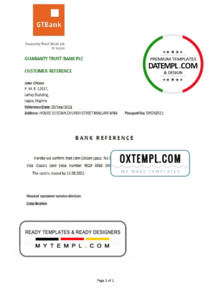 editable template, Nigeria GTBank bank account closure reference letter template in Word and PDF format