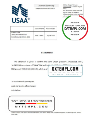 editable template, USA USAA bank account closure reference letter template in Word and PDF format