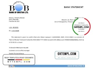 editable template, Bhutan Bank of Bhutan bank account closure reference letter template in Word and PDF format