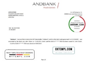 editable template, Andorra Andbank account closure reference letter template in Word and PDF format