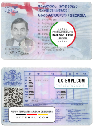 editable template, Georgia driving license template in PSD format, fully editable