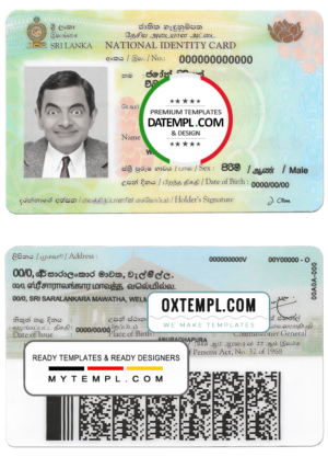 editable template, Sri Lanka ID card template in PSD format, fully editable