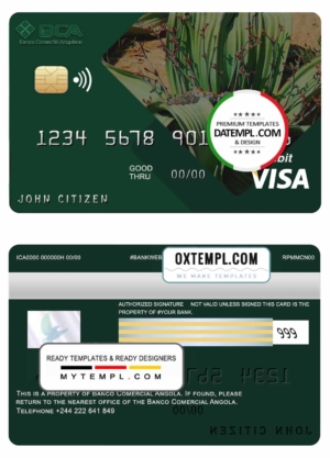 editable template, Angola Comercial Bank visa card debit card template in PSD format, fully editable