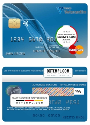 editable template, Brazil Votorantim bank mastercard credit card template in PSD format, fully editable