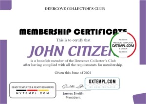 editable template, USA Club Membership certificate template in Word and PDF format