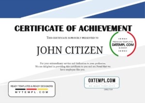editable template, USA Employee Thank You Achievement certificate template in Word and PDF format