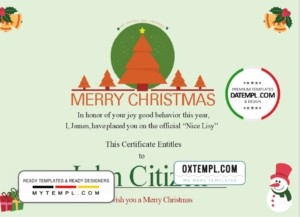 editable template, USA Christmas Gift certificate template in Word and PDF format