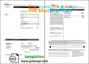 editable template, USA Verizon invoice template in Word and PDF format, fully editable