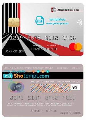 editable template, Cameroon Afriland First bank mastercard credit card template in PSD format, fully editable