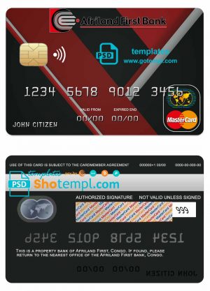 editable template, Congo Afriland First bank mastercard credit card template in PSD format, fully editable
