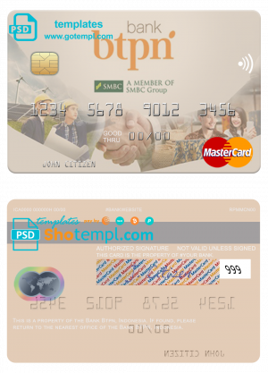 editable template, Indonesia Bank BTPN mastercard template in PSD format, fully editable