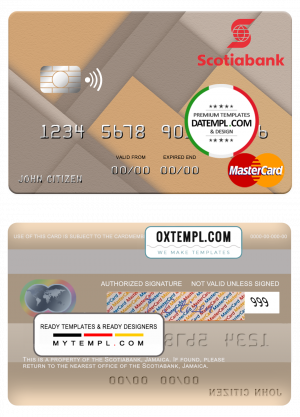 editable template, Jamaica Scotiabank mastercard fully editable template in PSD format