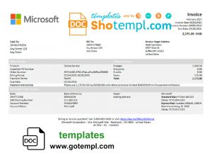editable template, USA Microsoft invoice template in Word and PDF format, fully editable