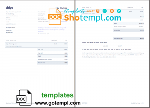 editable template, USA Stripe tax invoice template in Word and PDF format, fully editable