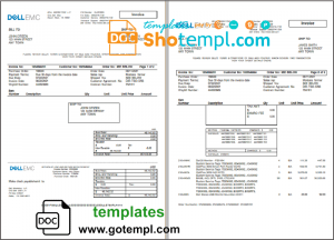 editable template, USA Dell Technologies invoice template in Word and PDF format, fully editable