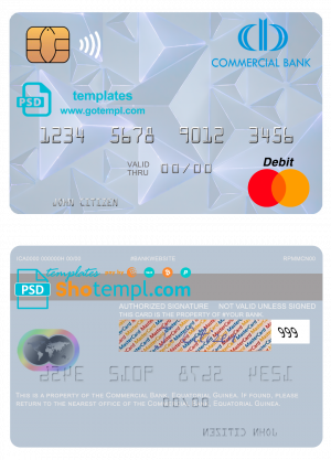 editable template, Equatorial Guinea Commerical bank Guinee Equatoriale mastercard template in PSD format