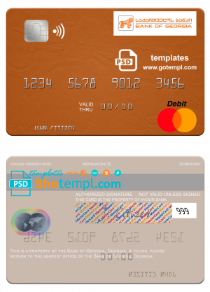 editable template, Georgia Bank of Georgia mastercard template in PSD format