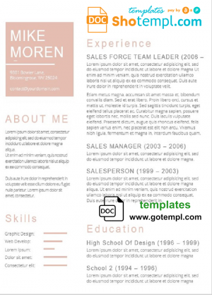editable template, Modern Resume Template in WORD format