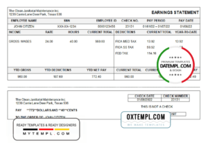 editable template, # smart up pay stub template in Word and PDF format